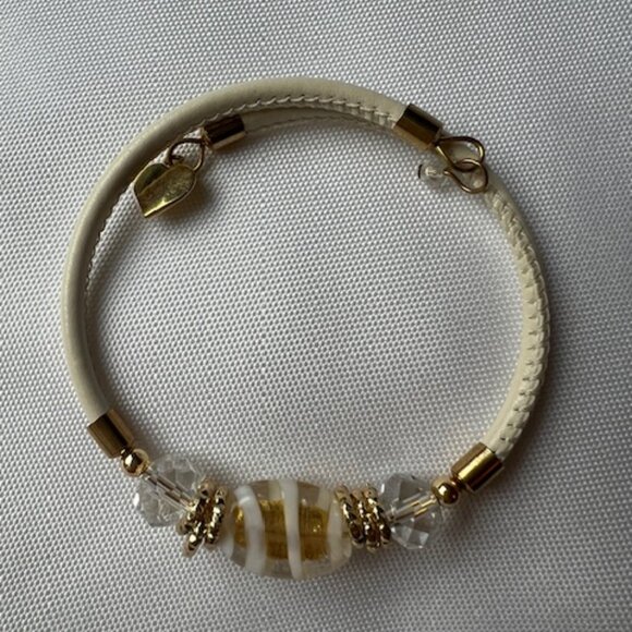 Murano Glass Bead, crystal and Leather Bracelets - Picture 4 of 9